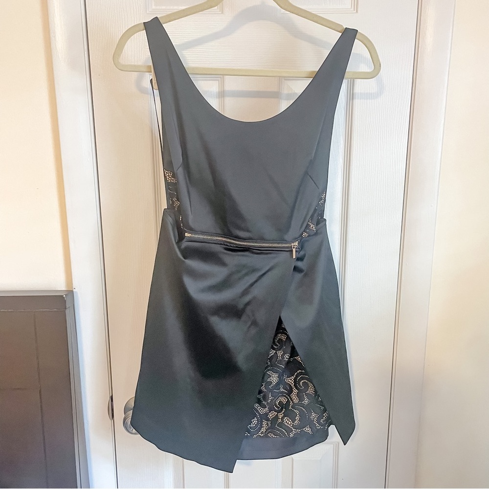 Bebe Black 2 Piece Zip Cocktail Party Dress (Size 10)